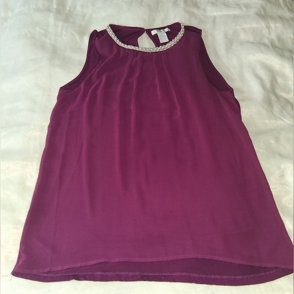 Design History Jewel-Trim Sleeveless Top in Wine - Picture 6 of 9